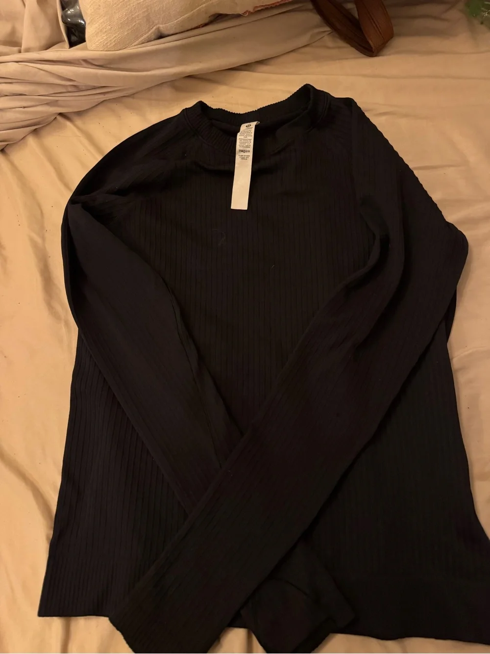 lululemon athletica Black Ribbed Slim Long Sleeve Top